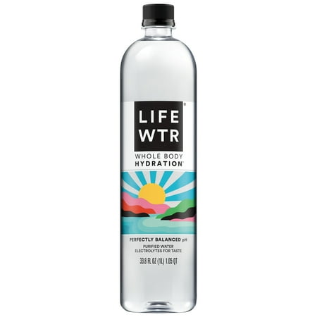 LIFEWTR Premium Purified Bottled Water  pH Balanced with Electrolytes For Taste  1 Liter Bottle (Packaging May Vary)